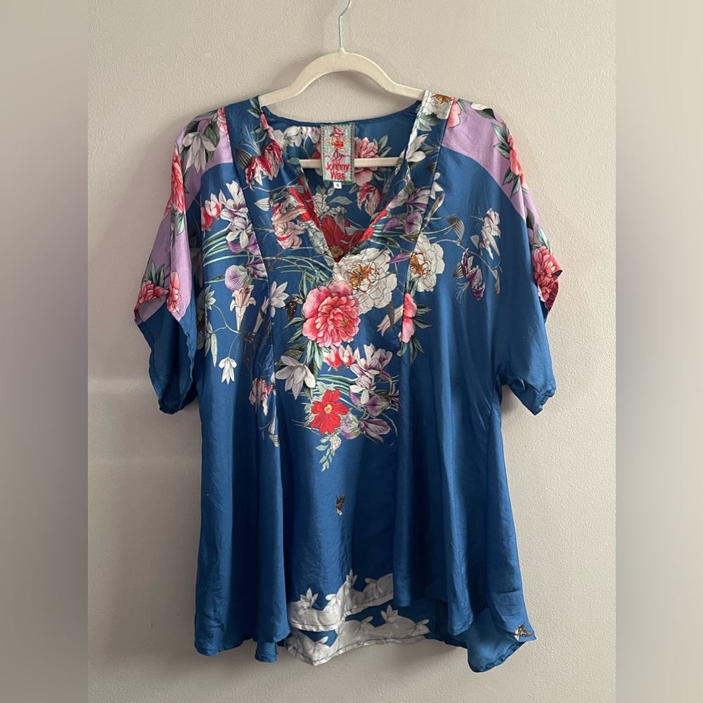 Johnny Was Samira Challis Silk Top Poncho